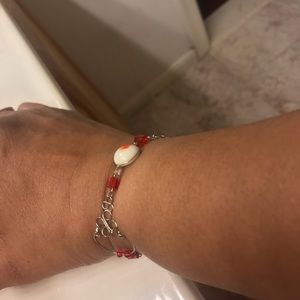 Red & Stainless Steel Bracelet